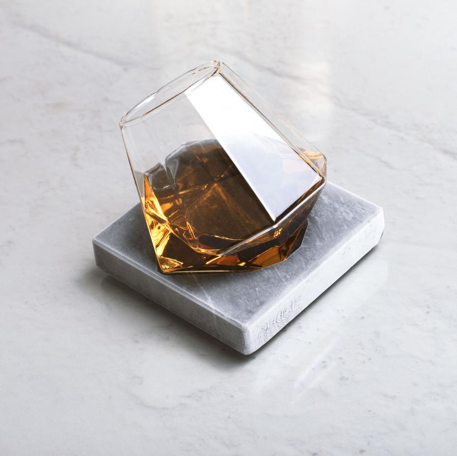 Diamond Glass Nesting in Marble Cooling Coaster